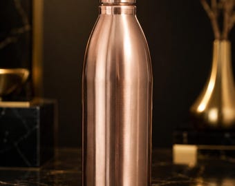 Pure Copper Water Bottle, 2.5 Liter, Hammered Finish, Sipper Lid, Ayurvedic Wellness