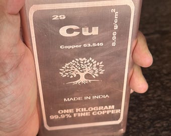 1 KG Pure Copper Bar 99.9% Fine Bullion Ingot | Solid Metal Block Made India