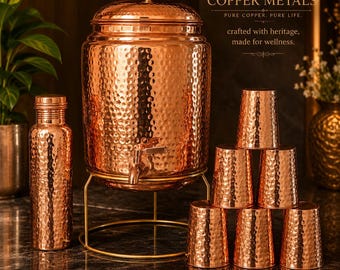 Pure Copper Water Pot – Available in 5L, 10L & 18L ,Solid Metal Tap