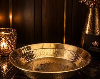 Pure Brass Parat – Handmade Dough Kneading Platter, Smooth Finish Thali