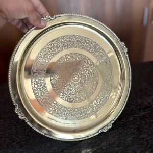 Handcrafted Brass Embossed 7 PC Dinner Set | Engraved Brass Thali Set | Traditional Indian Tableware | Luxury Dining & Wedding Gift image 6
