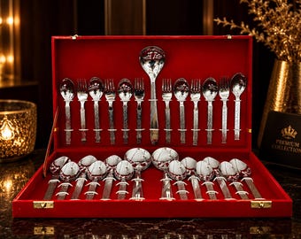 27-Piece Stainless Steel Flatware Set | Luxury Dining Collection, Gift Box