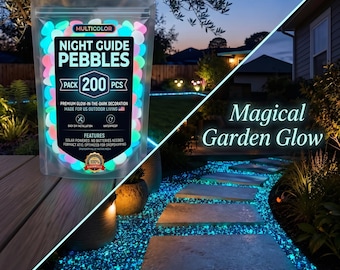 Ciottoli da giardino fosforescenti / Pietre luminose per vialetti esterni, giardini delle fate e decorazioni per acquari / Rocce in resina ecocompatibili per il giardino
