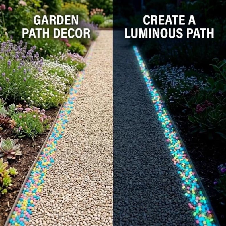 Noen Color Rocks Glow in the Dark Pebbles, Luminous Garden Stones for Walkway Planter ...