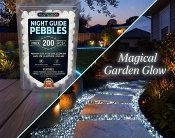Glow in the Dark Garden Pebbles, Luminous Stones for Pathway, Fairy Garden Rocks, Aquarium Gravel, Yard Outdoor Decor