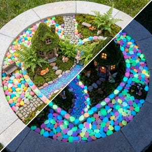 Glow in the Dark Garden Pebbles | Luminous Stones for Outdoor Pathway, Fairy Garden & Aquarium Decor | Eco-Friendly Yard Resin Rocks image 6