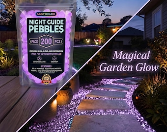 Ciottoli da giardino fosforescenti / Pietre luminose viola per vialetti esterni, giardini delle fate e decorazioni per acquari