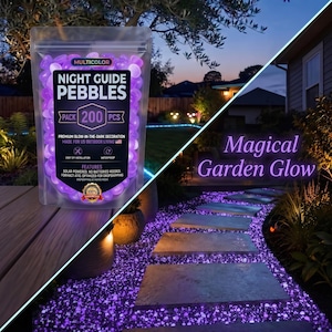 Glow in the Dark Garden Pebbles, Luminous Stones for Pathway Fairy Garden Aquarium Decor, Glowing Rocks for Outdoor Halloween Yard