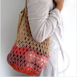 Crochet bag Pattern, &quot;Honeycomb&quot; mesh crochet market bag, shoulder crochet net, PDF Pattern INSTANT DOWNLOAD