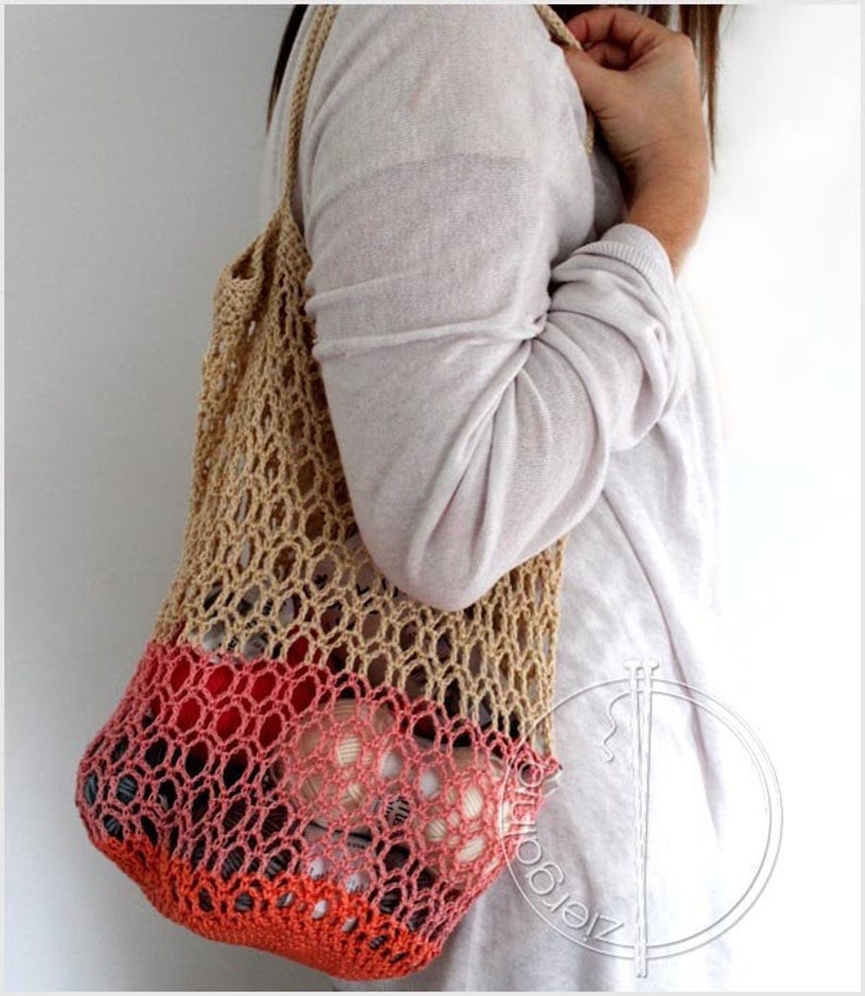 Crochet bag Pattern, Honeycomb mesh crochet market bag, shoulder crochet net, PDF Pattern INSTANT DOWNLOAD image 1