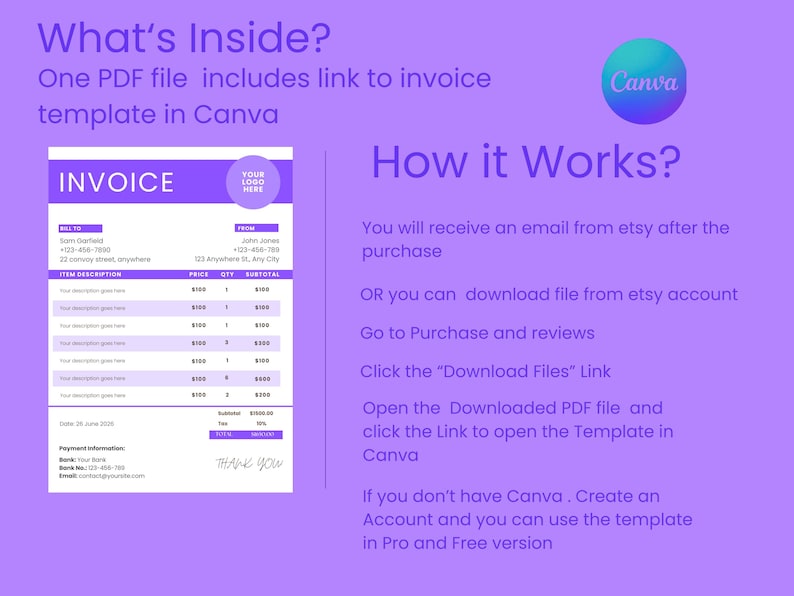Editable Invoice Template With Logo, Small Business Invoice, Minimalist ...