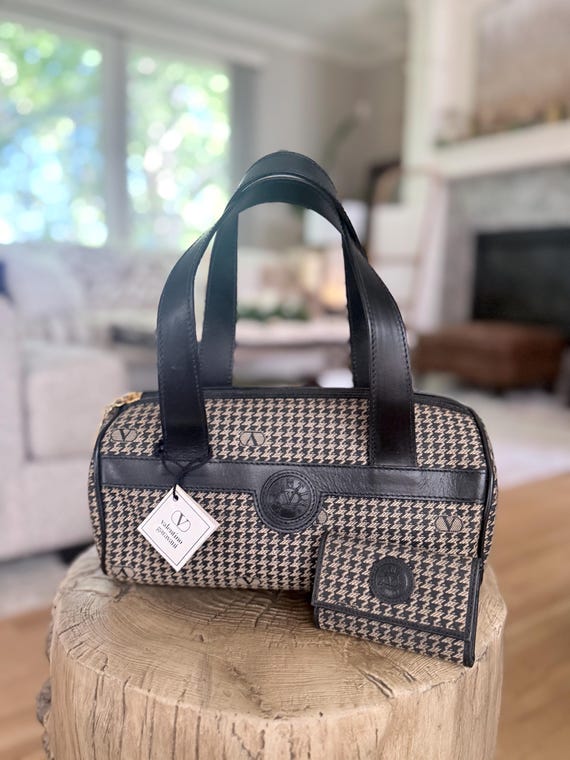 Valentino Garavani Houndstooth Mini Duffel Bag & Key Case Set