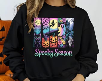 Spooky Season Shirt, Boho Fall Tee, Cute Halloween Shirt, Colorful Pumpkin Shirt, Spooky Halloween Shirt, Cute Spooky Shirt