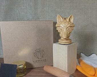 DIY Fox Wood Carving Kit, Beginner Basswood Carving Set with Templates, Wooden Fox Figurine DIY Gift for Adults Kids