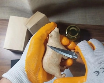 Kit de tallado de oso en madera para principiantes - Proyecto de tallado de oso en madera de tilo con plantillas - Un regalo relajante para los amantes de la carpintería