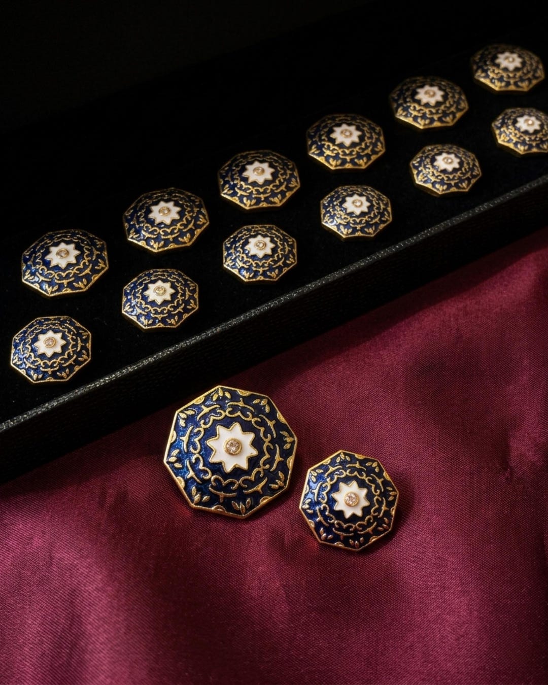 The-star-of-marwar Meenakari Button Set, 13pc Gold Plated Brass Buttons ...