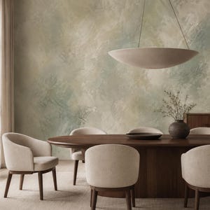 Sage Green Plaster Wall Mural: Soft Botanical Textured Wallpaper for Dining Room, Living Room - V276