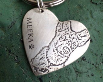 Custom Photo Keychain, Sterling Silver