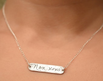 Loved One's Actual Handwriting Bar Necklace