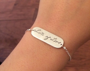 Actual Handwriting Signature Bracelet, Sterling Silver