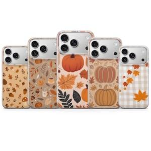 Cover autunnale per iPhone 18 Pro Max, 17, 16, 15, Samsung S26 Ultra, S25 FE, A57, A56, Pixel 11, 10, 9 Pro con foglie autunnali.