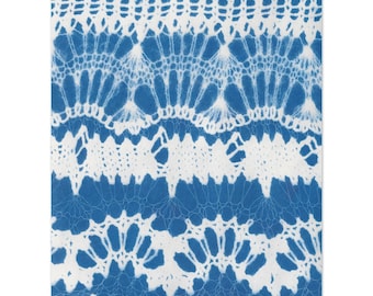 Tricoter avec lumière #2 | Imprimé dentelle en tricot cyanotype | Art textile indigo