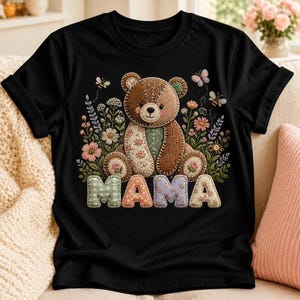 Patchwork Beer PNG, Bloemen Mama Sublimatie Ontwerp met Borduurlook