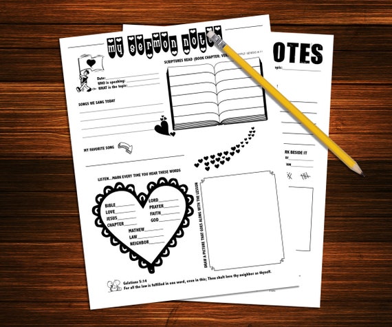 Children's Sermon Notes. PDF Printable. Worksheet. | Etsy