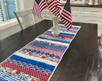 Patriotic Table Runner Decor, Americana Kitchen Decor, July 4th Home Decor, Red white and blue Decor, Patriotic Home Decor, Dining Room