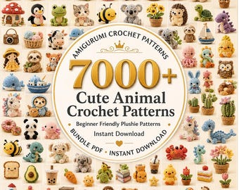 7000種類以上のあみぐるみ編み図集（PDF）｜かわいい動物の編み図｜初心者向けぬいぐるみ編み図｜即時ダウンロード