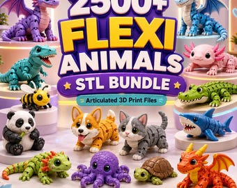 2500点以上のフレキシブル動物STLバンドル｜関節可動式3Dプリントファイル｜商用利用可能｜即時デジタルダウンロード