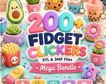 200種類以上のフィジェットクリッカーSTL＆3MFメガバンドル｜キーホルダー型クリッカーモデル、3Dプリント可能なフィジェットトイファイル｜商用利用可
