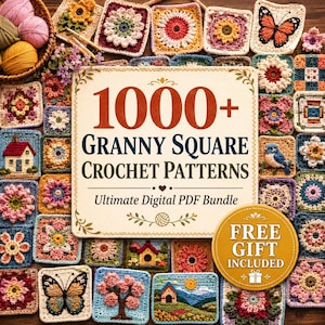 Pacchetto di oltre 1000 modelli all'uncinetto "Grandma Square" in PDF / Mega collezione di motivi all'uncinetto / Modello per coperta/flgan - Dal livello principiante all'avanzato