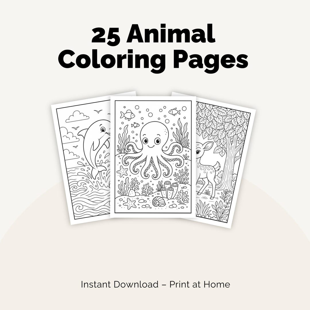 25 Animal Coloring Pages for Kids – Printable Wildlife Activity (PDF