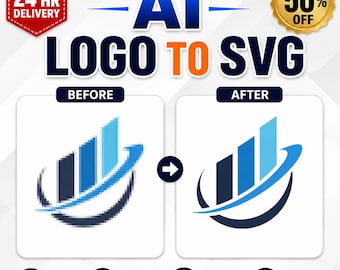 Logo generato dall'IA in vettoriale / Immagine AI in SVG / Tracciamento e ridisegno vettoriale manuale / Conversione di PNG e JPG in SVG, EPS, AI, PDF
