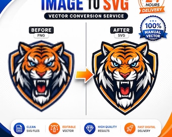 Conversione da foto a file SVG, da immagine a vettoriale, da logo a vettoriale, file di taglio personalizzato per Cricut e Silhouette, vettorializzazione professionale.