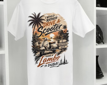Camiseta unisex con estampado de scooter Vespa retro para viaje al sudeste asiático / Gráfico de moto vintage