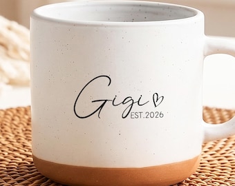 Personalized Name Mug, Custom Year Ceramic Coffee Cup, Minimalist Script Mug, Coffee Lover Gift, Birthday Housewarming Gift