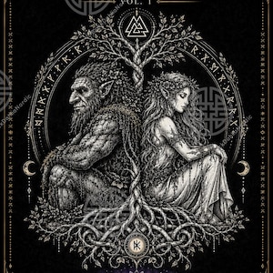 Troll & Elf Love Tattoo Collection Vol. 1 | Nordisk fantasy-tatueringspaket | Vikingainspirerad linjeteckning | Utskrivbar tatueringsdesign
