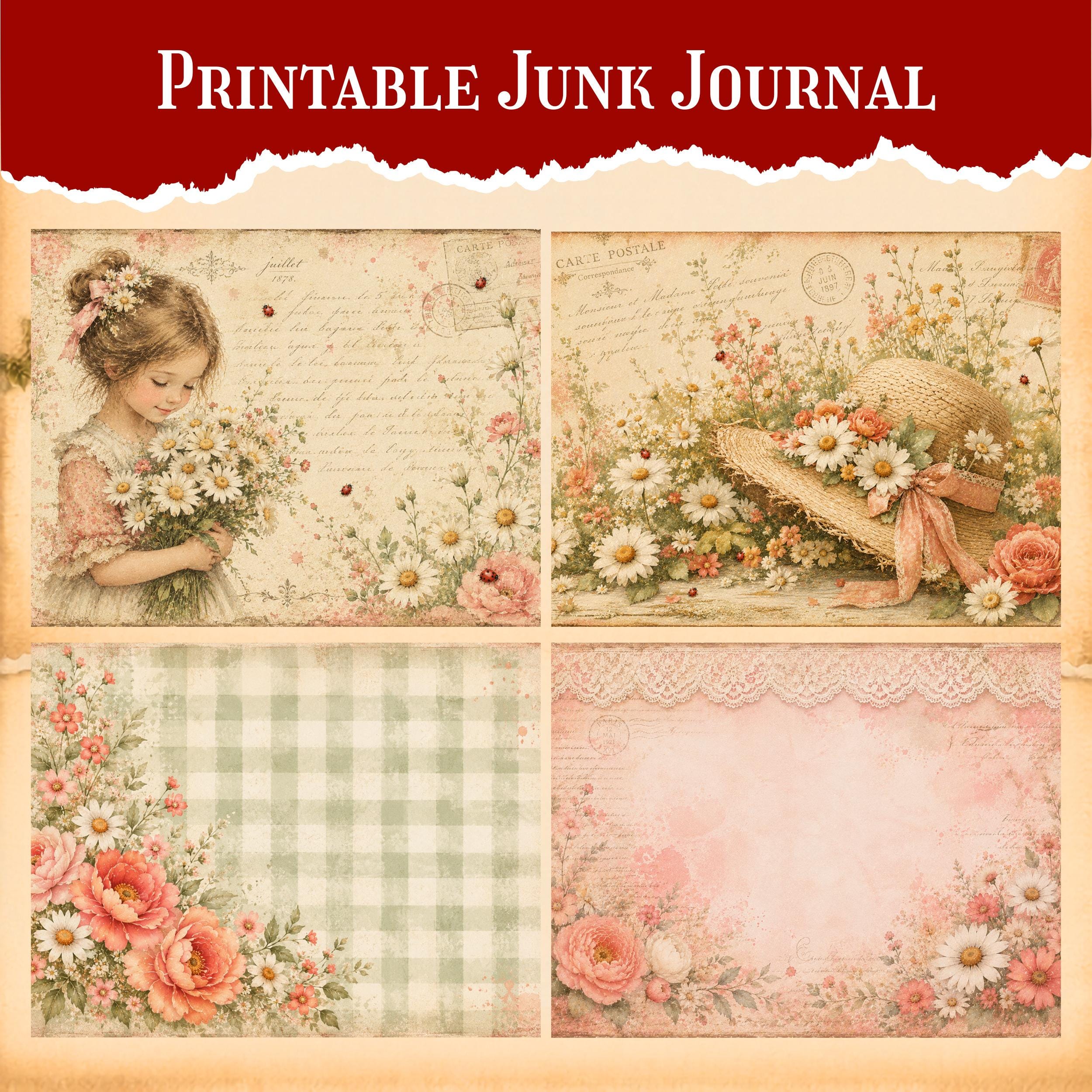 Ladybug and Daisies Junk Journal Kit | Cottagecore Printable Ephemera ...