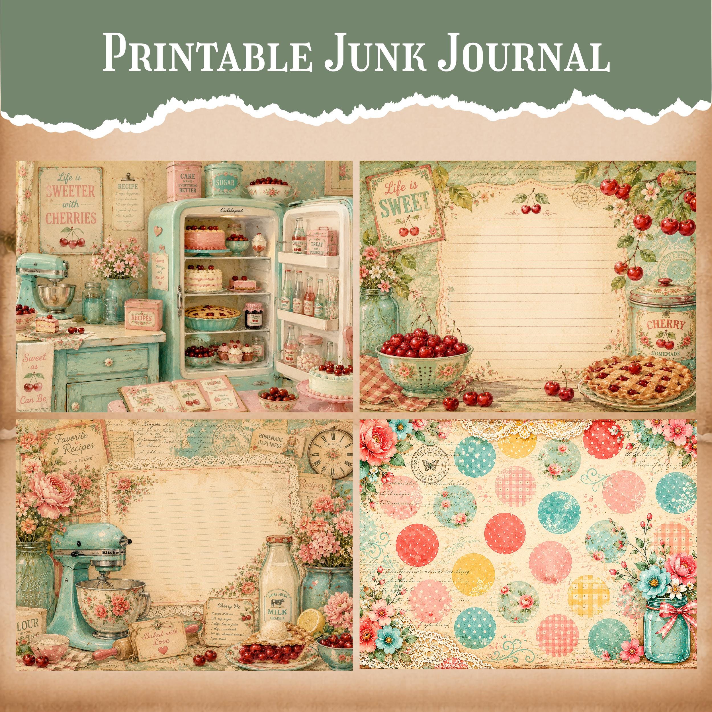 Kitchen Junk Journal Kit, Vintage Baking Printable Papers, Cottage ...