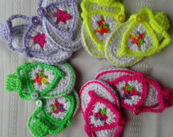 Baby Sandals, Booties, Baby Shoes, Crocheted Baby Sandals, Neon Sandals, size 0-6 months, choice of colors