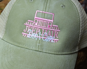 Hair Don't Care Hat, Distressed Trucker Hat, Baseball Caps, Monogram Trucker Hat, Trucker Hat, Trucker Cap, Distressed Baseball Cap