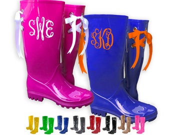 rain boots with bows on back
