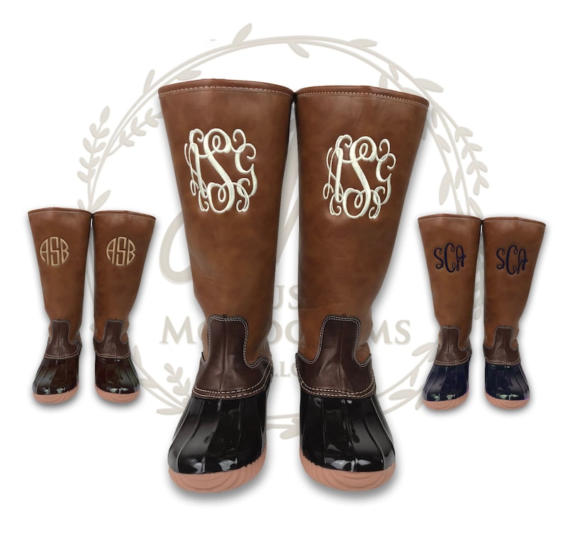 monogram duck boots tall