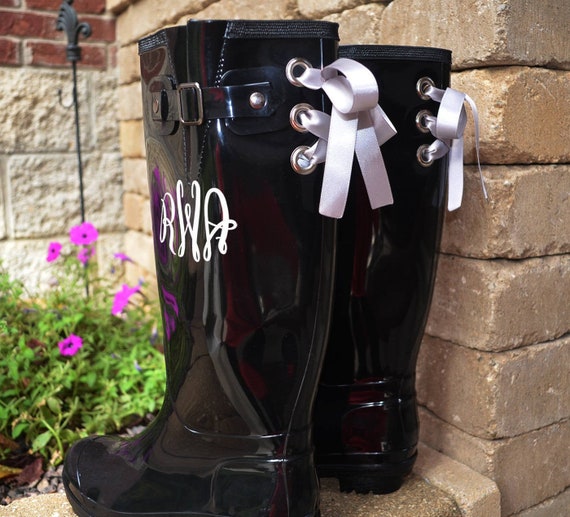 rain boots with bows on back