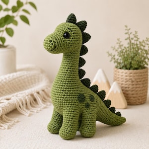 Crochet Dinosaur Amigurumi Pattern, Beginner Friendly Tutorial (PDF Download)