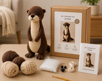 Otter Plüschtier häkeln, PDF, Amigurumi Otter Anleitung, niedliches Tier Häkelmuster, DIY Plüschtier, Babypartygeschenk