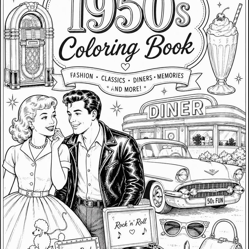 Coloring Pages 1950 - Etsy