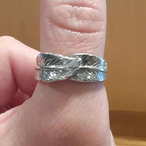 925 Sterling Silver Feather Ring: Minimalist Leaf Engraved Band, Solitaire Band Gift For Her & Him